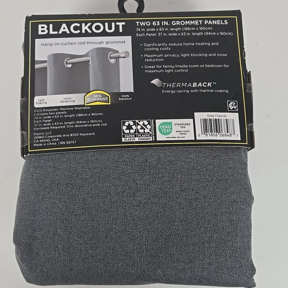 NIP Eclipse Corte Solid Blackout Curtain Panel Pair Grey 37